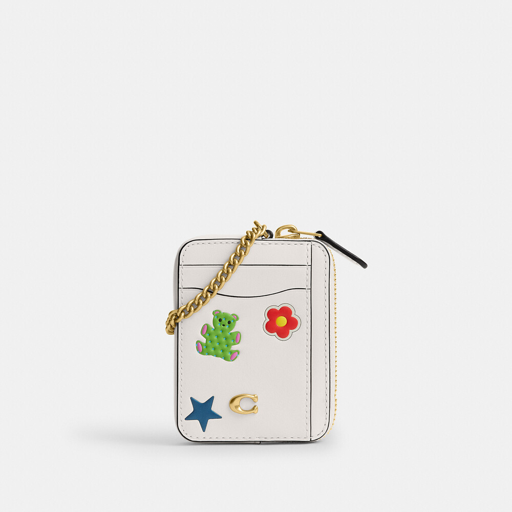 Coach Essential Chain Card Case With Sticker Print
